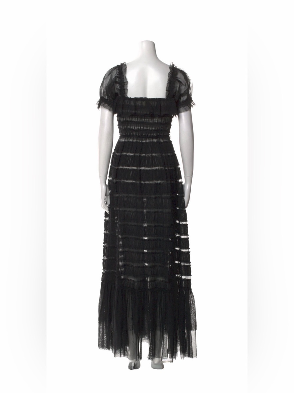 Doen Celestia Tulle Silk Heirloom Black Sheer Tiered Maxi Dress. EUC XS. - Picture 5 of 11